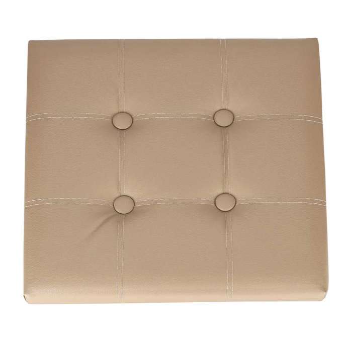 Folding pouf with under-seat storage eco-leather 38x38x36 cm beige