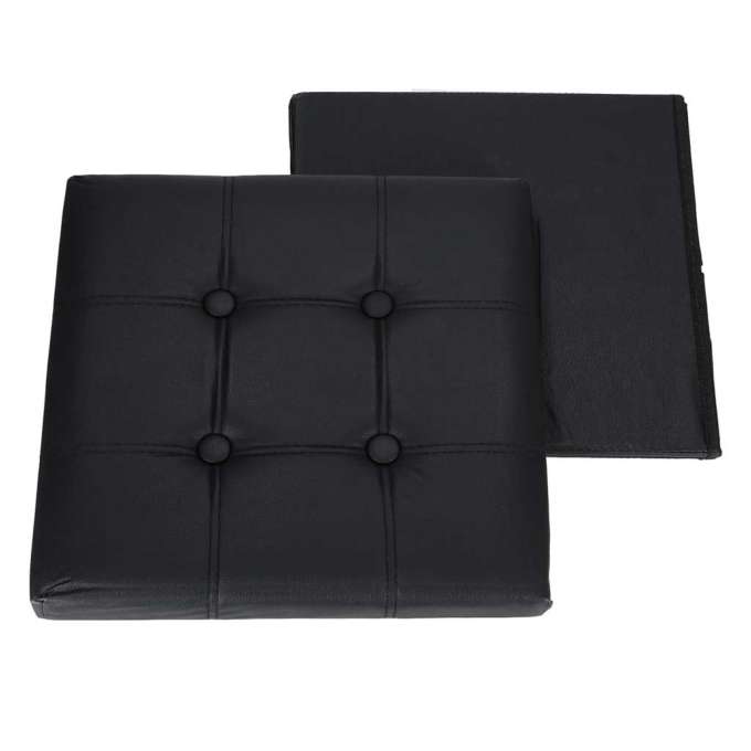 Folding pouf with under-seat storage eco-leather 38x38x36 cm black
