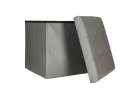 Folding pouffe with storage leather 38x38x36 cm grey 6