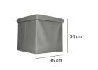 Folding pouffe with storage leather 38x38x36 cm grey 12