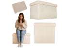 Folding pouffe with storage space 50x31x31cm beige 1