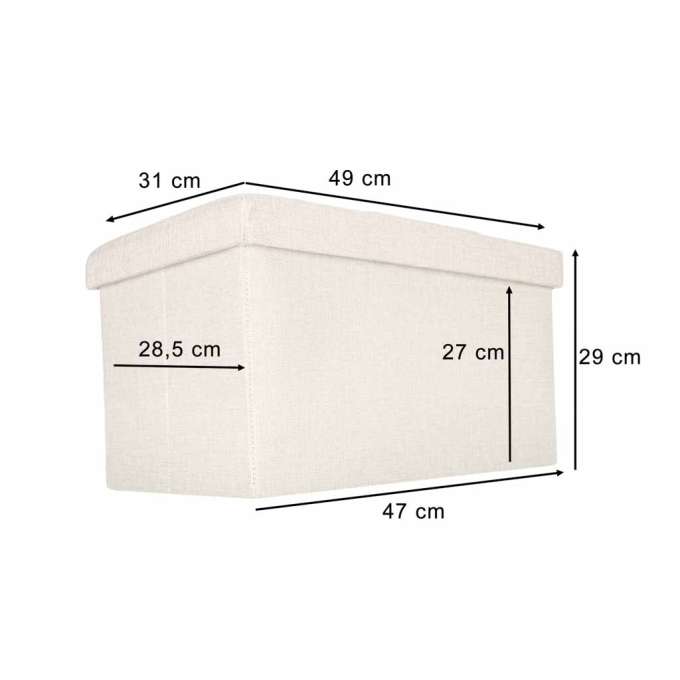 Folding pouffe with storage space 50x31x31cm beige