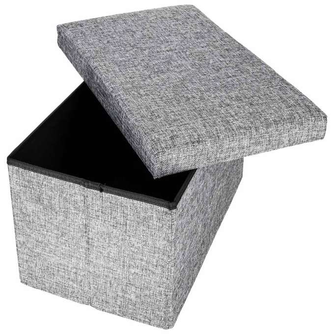 Folding pouffe with storage space 50x31x31cm gray