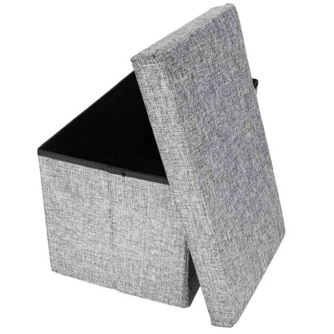 Folding pouffe with storage space 50x31x31cm gray