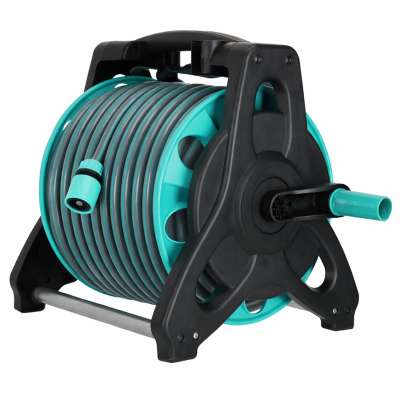 Garden hose on reel stand LUARO sprinkler gun retractor 30m