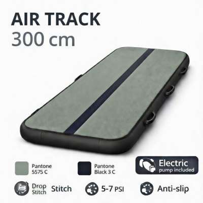 Gymnastic mattress exercise path acrobatic pump 300x100x10cm green