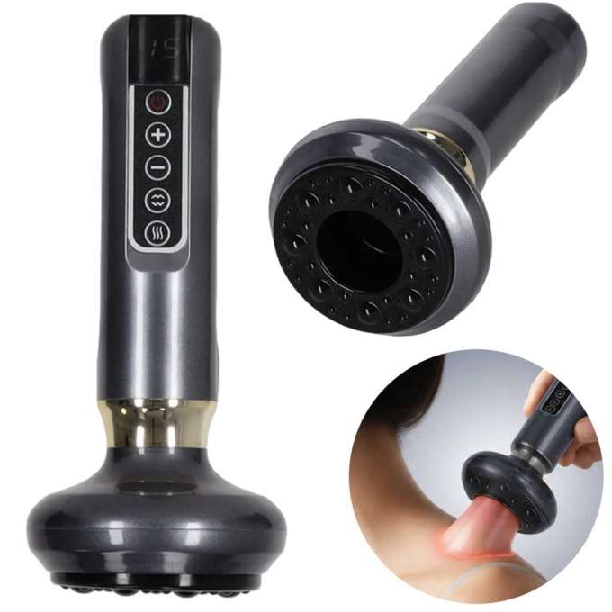 Handheld electric Chinese cupping massager USB 12 levels grey