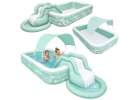 Inflatable garden pool for kids with slide canopy and pump 1