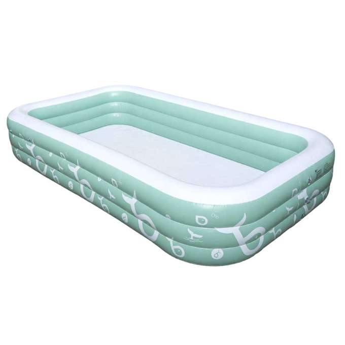 Inflatable garden pool for kids with slide canopy and pump