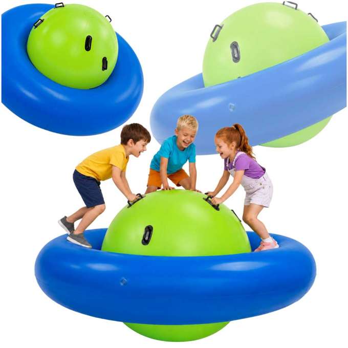 Inflatable rocking balance swing for 3 children with handles