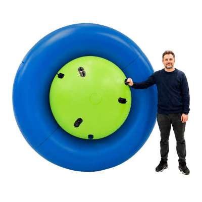 Inflatable rocking balance swing for 3 children with handles