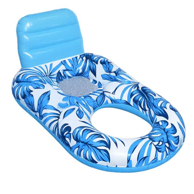 Inflatable swimming mattress deck chair with backrest