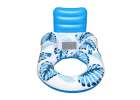 Inflatable swimming mattress deck chair with backrest and canopy blue 2