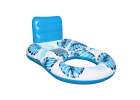 Inflatable swimming mattress deck chair with backrest and canopy blue 3