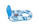 Inflatable swimming mattress deck chair with backrest and canopy blue 4