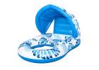 Inflatable swimming mattress deck chair with backrest and canopy blue 9