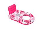 Inflatable swimming mattress deck chair with backrest and canopy pink 2