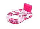 Inflatable swimming mattress deck chair with backrest and canopy pink 3
