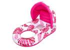 Inflatable swimming mattress deck chair with backrest and canopy pink 5