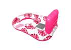 Inflatable swimming mattress deck chair with backrest and canopy pink 6