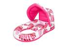 Inflatable swimming mattress deck chair with backrest and canopy pink 8