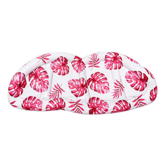 Inflatable swimming mattress deck chair with backrest and canopy pink