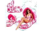 Inflatable swimming mattress deck chair with backrest and canopy pink 1