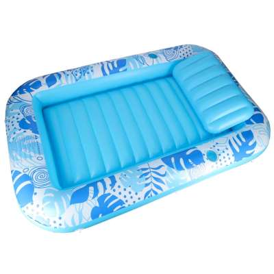 Inflatable swimming mattress with cushion blue