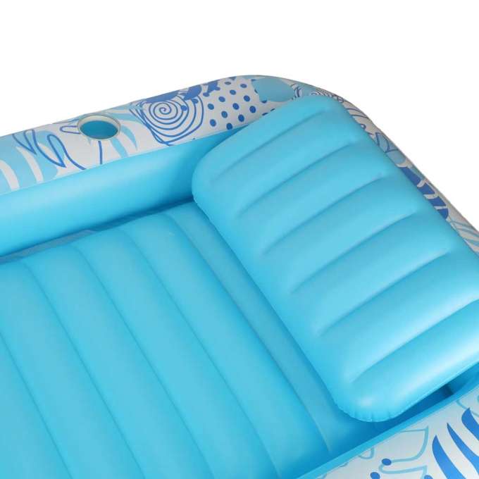 Inflatable swimming mattress with cushion blue