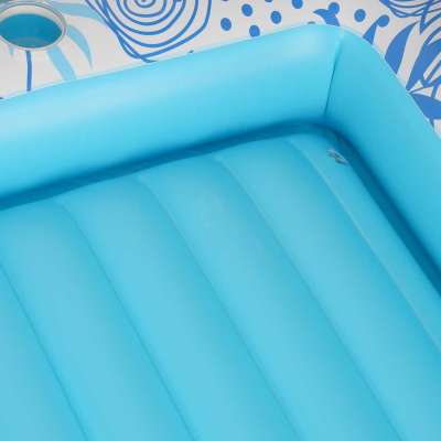 Inflatable swimming mattress with cushion blue