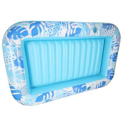 Inflatable swimming mattress with cushion blue
