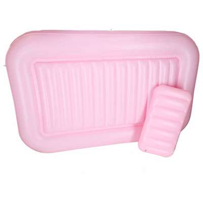 Inflatable swimming mattress with cushion pink