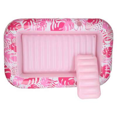 Inflatable swimming mattress with cushion pink