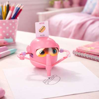 Interactive educational robot toy learning to draw fisks markers pink
