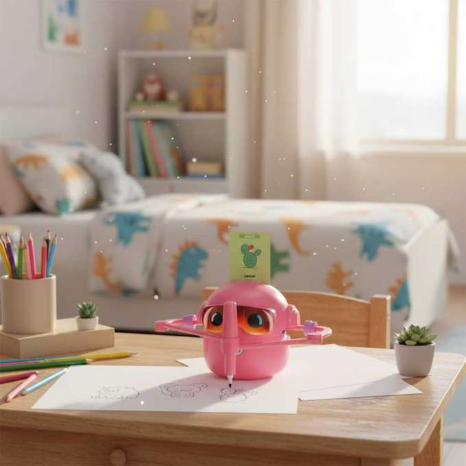 Interactive educational robot toy learning to draw fisks markers pink