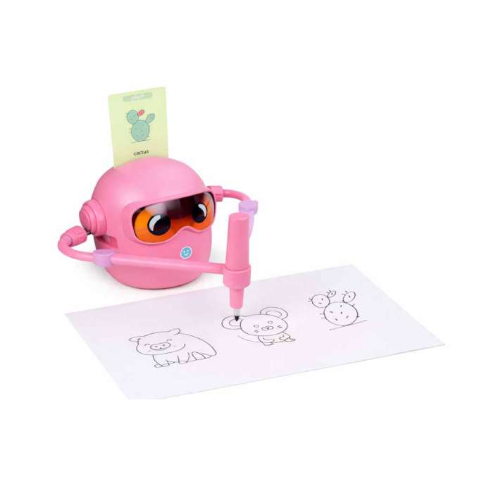 Interactive educational robot toy learning to draw fisks markers pink