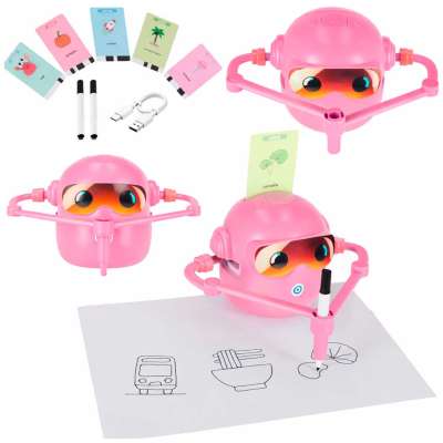 Interactive educational robot toy learning to draw fisks markers pink