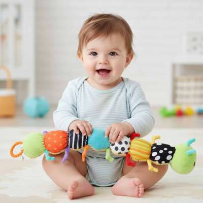 Interactive musical plush caterpillar toy