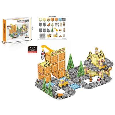 3D construction magnetic building blocks construction machinery 92 pieces