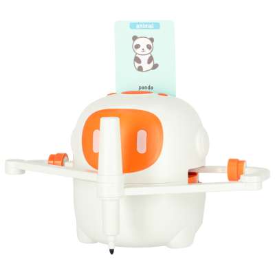 Interactive educational toy robot for learning to draw flashcards markers orange