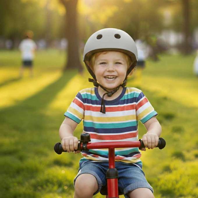 Kask rowerowy dla dziecka Trike Fix dziecięcy regulowany LED M 55-58cm szary ciemny