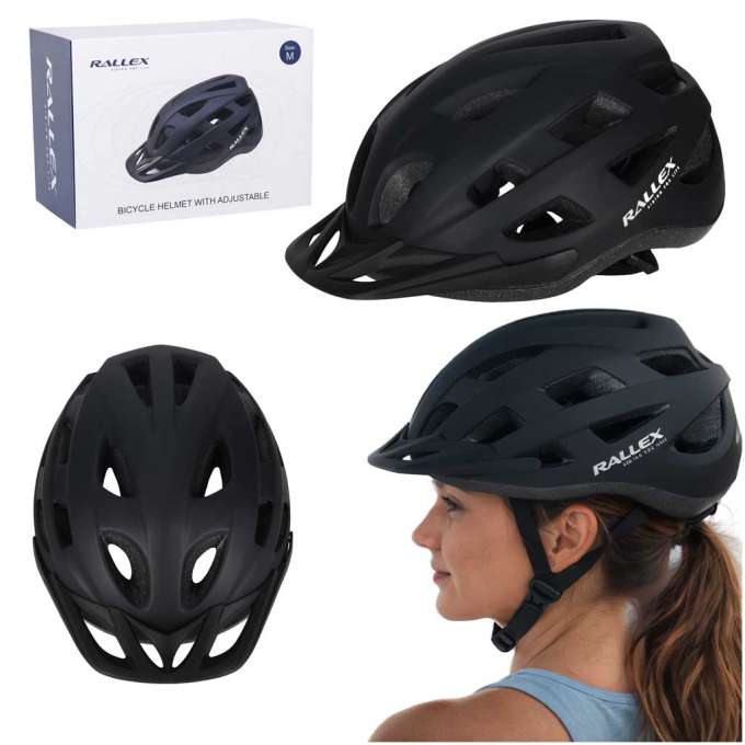 Kask rowerowy na rower RALLEX damski męski regulowany czarny M 54-58cm