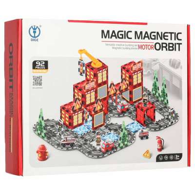 Klocki magnetyczne konstrukcyjne 3D straż pożarna 2 samochody 92 elementy