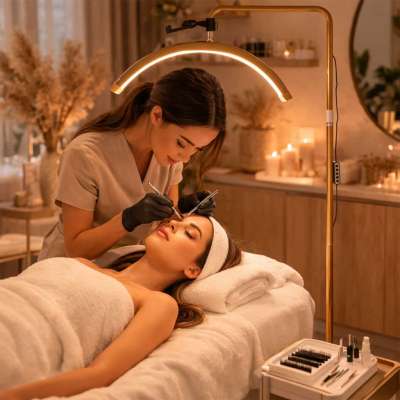 LED eyelash extension lamp 36W adjustable cosmetic shadowless arc gold