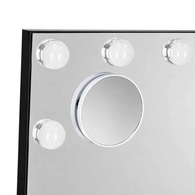LED makeup mirror with 15 bulbs cosmetic zoom x10 brightness adjustment