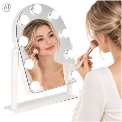 LED makeup mirror with 9 bulbs, illuminated cosmetic mirror