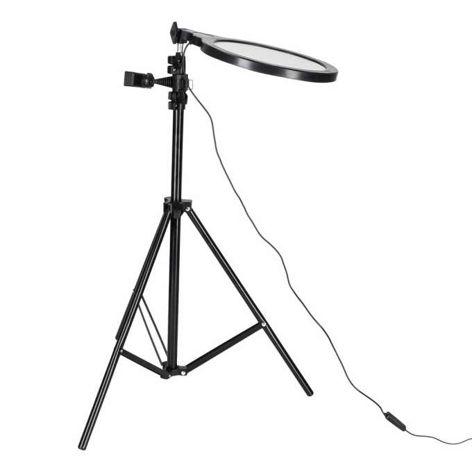 LED selfie ring light on tripod