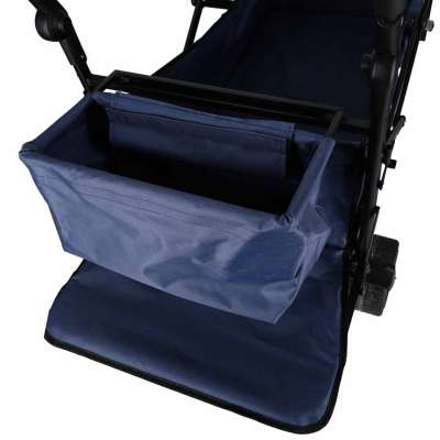 LUARO Foldable Beach Cart with Canopy and 120L Mesh Basket Navy Blue
