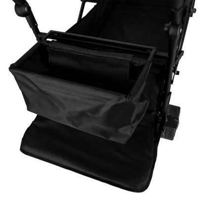 LUARO Folding Beach Cart with Canopy and 120L Mesh Basket Black