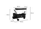 LUARO Folding Beach Cart with Canopy and 120L Mesh Basket Black 8